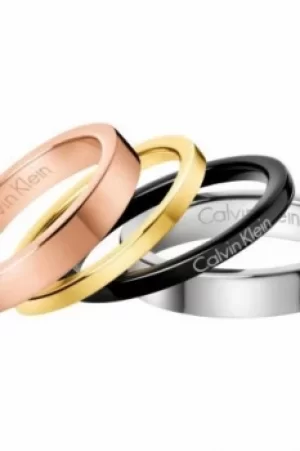 Image of Ladies Calvin Klein Multi colour gold Size L Gorgeous Set of 4 Rings KJ7GPR400106