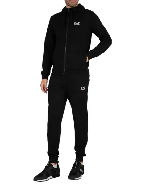 Image of EA7 Zip Hoodie Jersey Tracksuit Black XXL