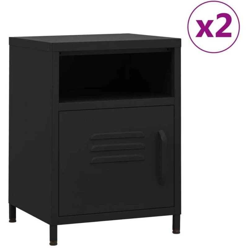 Image of VIDAXL Nightstands 2 pcs Black 35x35x51cm Steel Vidaxl 8720286847633