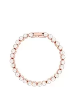 Image of Jon Richard Rose Gold Plated And Crystal Stone Tennis Bracelet, Rose Gold, Women