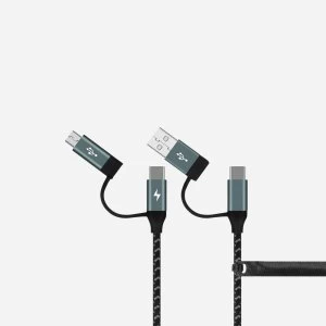 Image of Momax One Link 4 in 1 Type-C PD (USB-A/Type-C to Micro USB/Type-C) Cable (1.2m) DC12D - Space Grey