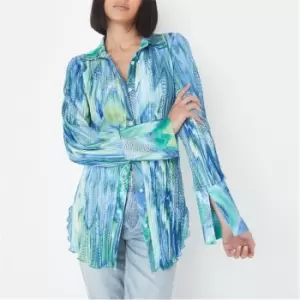 Image of Missguided Watercolour Print Plisse Maternity Shirt - Blue