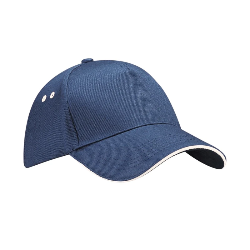 Image of Beechfield Womens 5 Panel Sandwich Peak Baseball Cap in Mid Navy Mid Navy Female One Size