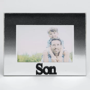 Image of 5" x 3.5" Black Glitter Glass Frame - Son