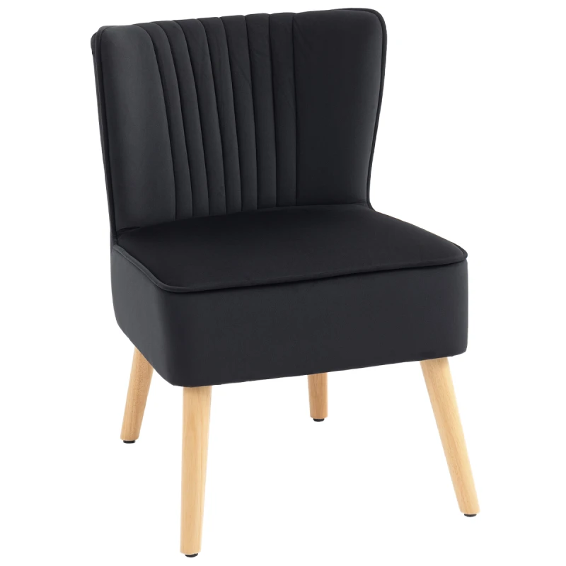 Image of HOMCOM HOMCOM Velvet Accent Chair Occasional Tub Chair for Living Room, Black One Size Unisex 5063603052222