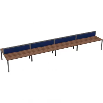 Image of 10 Person Double Bench Desk 1400X800MM Each - Silver/Dark Walnut
