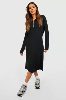Image of Rib Half Zip Midi Jumper Dress