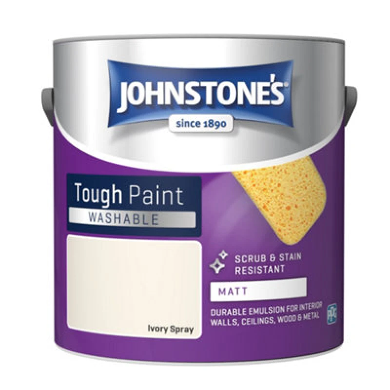 Image of Johnstone's Washable Matt Tough Paint Ivory Spray - 2.5L