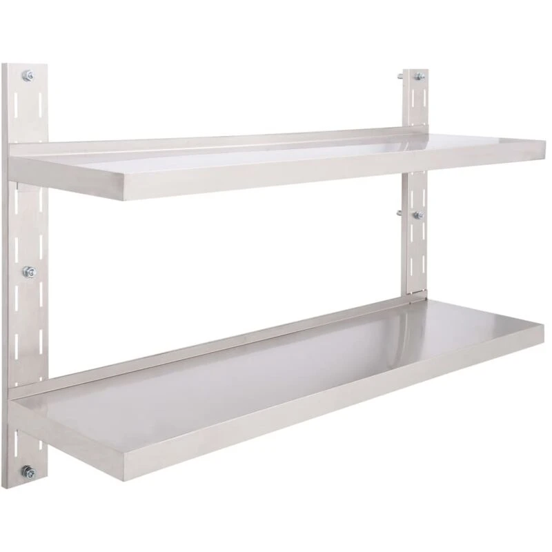 Image of vidaXL 2-Tier Floating Wall Shelf Stainless Steel 120cm Hanging Display Unit