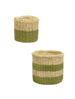 Image of Sass & Belle Green Stripe & Mini Green Dip Basket Planter