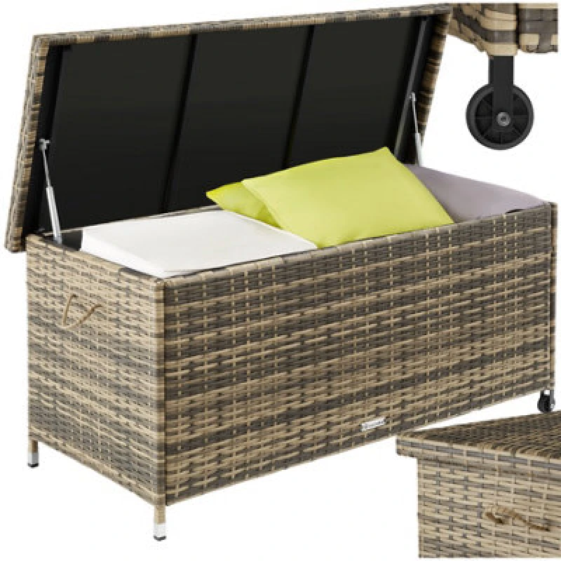 Image of Tectake Storage Box Kiruna - Rattan Garden Furniture Cushion Storage 120 X 55 X 61.5cm - Nature