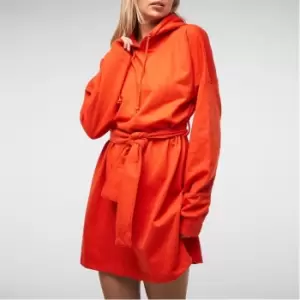 Image of Missguided Tall Belted Hoodie Mini Dress - Red