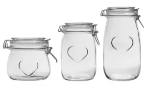 Image of Nicola Spring Heart Design Glass Food Preserve Jars: Orange/Three