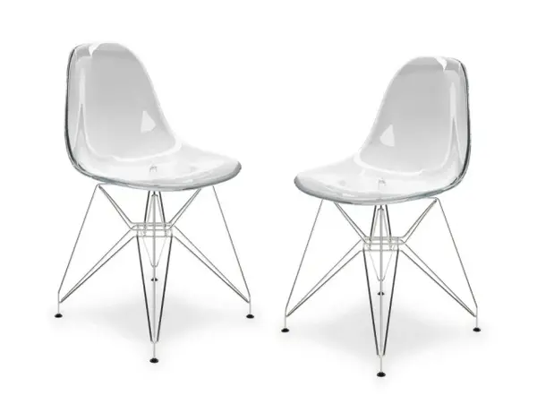 Image of LPD Coco Set of 2 Clear and Silver Dining Chairs