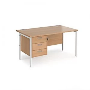Image of Dams International Maestro 25 Rectangular Home Desk with 3 Drawer Pedestal Wood White, Oak 1400 x 725 x 800 mm