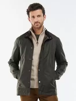 Image of Barbour Evelar Wax Jacket - Dark Green, Dark Green, Size S, Men