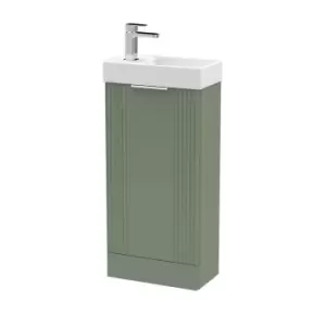 Image of Nuie Deco Compact 400mm Floor Standing Cabinet & Basin - Satin Green
