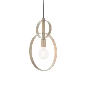 Image of Antique Silver Double Hoop Ceiling Pendant Light Fitting - Hammered Metalwork