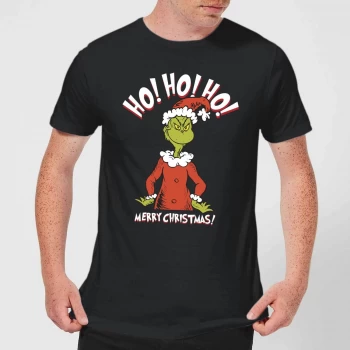 Image of The Grinch Ho Ho Ho Smile Mens Christmas T-Shirt - Black - 5XL