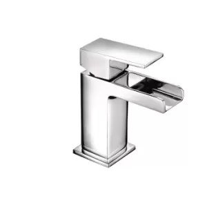 Image of Chrome Cloakroom Mono Waterfall Basin Mixer Tap - Quadra