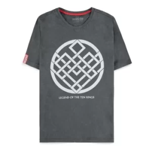 Image of MARVEL COMICS Shang-Chi and the Legend of the Ten Rings Crest Logo T-Shirt, Male, Medium, Grey (TS366168CHI-M)