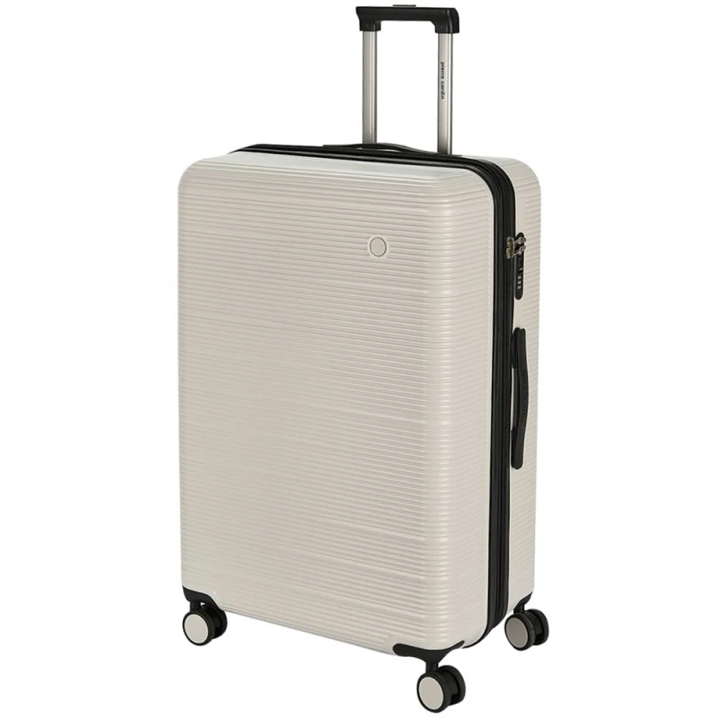 Image of Pierre Cardin Arles Large Checked Travel Suitcase, Expandable Hard Shell - White White Unisex Large
