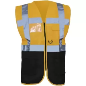 Image of Yoko Hi-Vis Premium Executive/Manager Waistcoat / Jacket (2XL) (Orange/Black) - Orange/Black