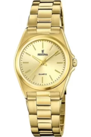 Image of Festina F20557-3 Womens Gold Tone Dial And Bracelet Wristwatch