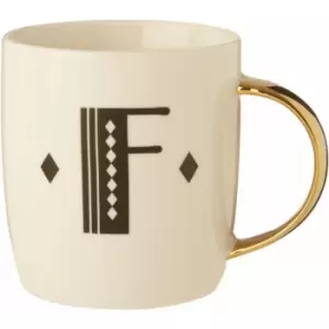 Image of Diamond Deco F Letter Monogram Large Mug Personalised Coffee Mug / Espresso Cups For Home And Office Use Cappuccino Cup For Everyday Use 9 x 9 x 12