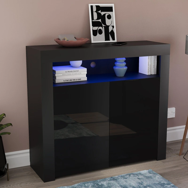 Image of Lassic Vida Designs Nova 2 Door Multi LED Sideboard Black unisex 2 Door