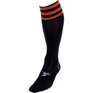 Image of Precision Childrens/Kids Pro Football Socks (12 UK Child-2 UK) (Black/Tangerine)