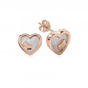 Image of Radley Heart Pearl 18ct Rose Gold Earrings