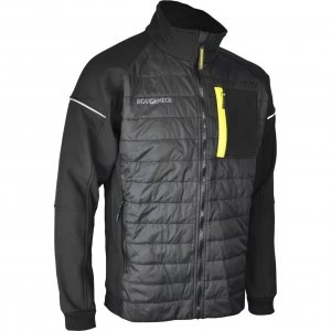 Image of Roughneck Mens Hybrid Soft Shell Jacket Black Yellow M