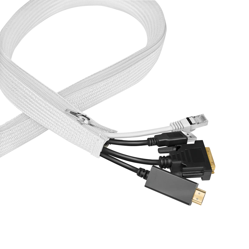 Image of LogiLink Cable sleeve with zipper. Polyester. OD: 50 mm. white. 5 m