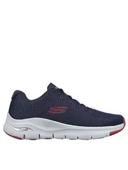 Image of Skechers Arch Fit Engineered Mesh Lace-up Trainers, Navy, Size 11, Men