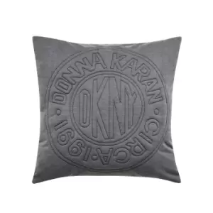 Image of DKNY Circle Logo Quilted Cushion 45cm x 45cm, Charcoal