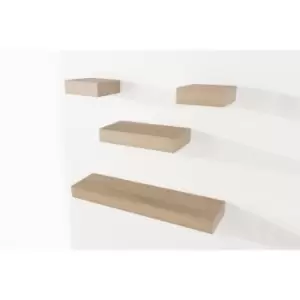 Image of Hudson 4 pcs narrow wall shelf set - Oak effect