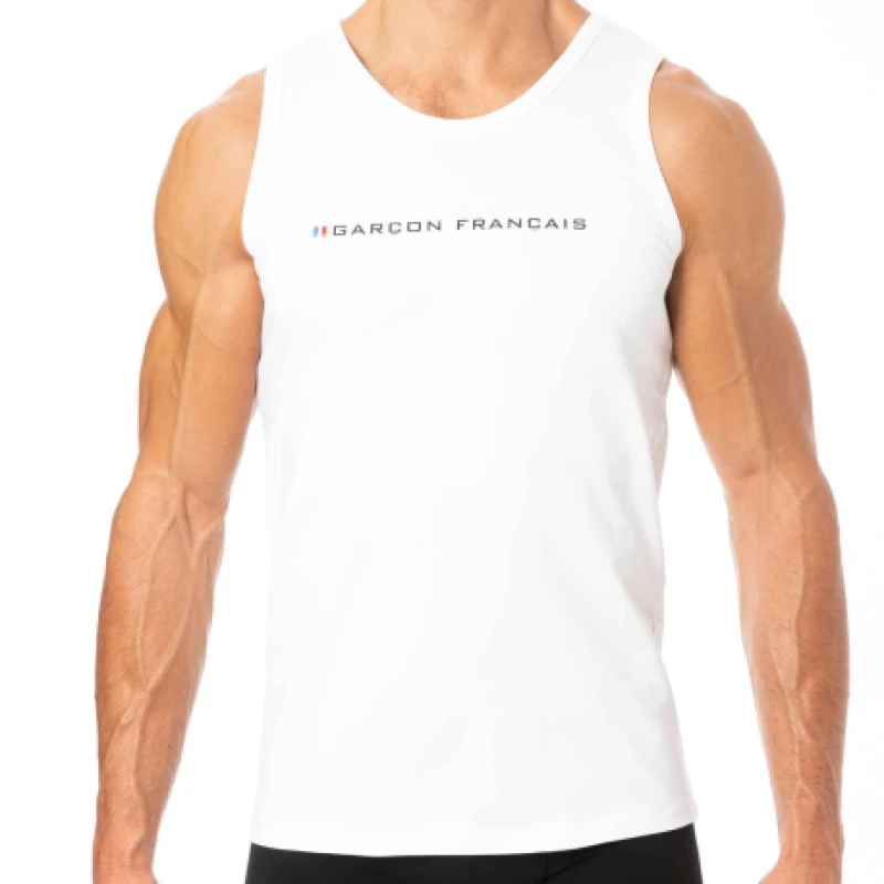 Image of Garcon Francais Logo Tank Top - White XS