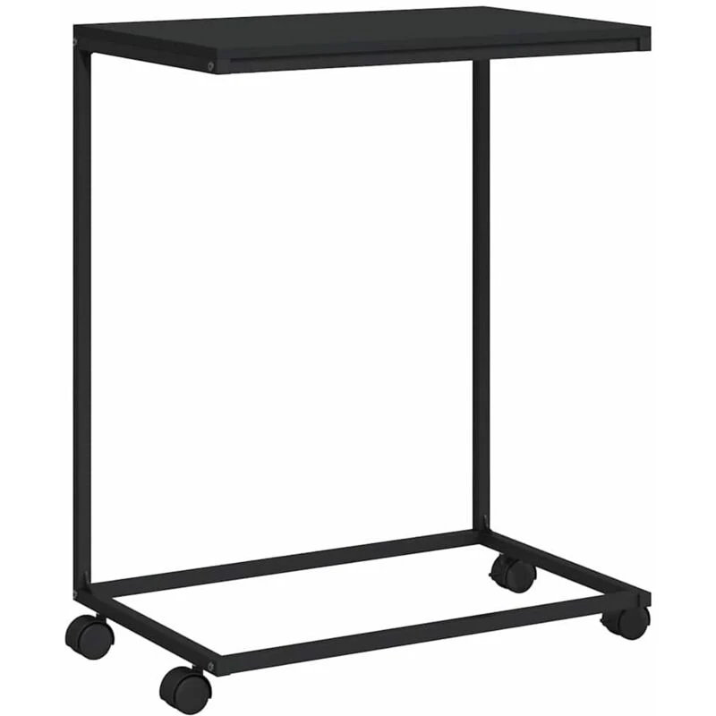 Image of VIDAXL Side Table with Wheels Black 55x35x70cm Engineered Wood Vidaxl 8720286933619