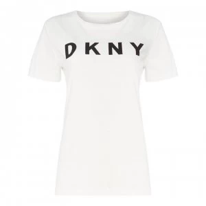 Image of DKNY Basic logo T Shirt - White/Black