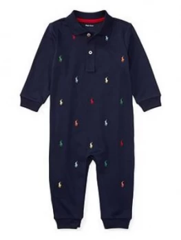 Image of Ralph Lauren Baby Boys Pony Print All In One - Navy