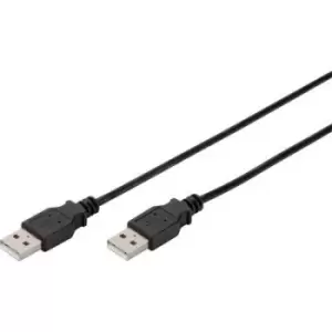Image of Digitus USB cable USB 2.0 USB-A plug, USB-A plug 1.80 m Black double shielding AK-300101-018-S