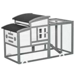 Image of Pawhut Chicken Coop Wooden Poultry Cage With Openable Roof Tray Nesting Box - Grey
