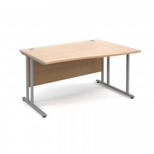 Image of Maestro 25 SL Right Hand Wave Desk 1400mm - Silver Cantilever Frame b