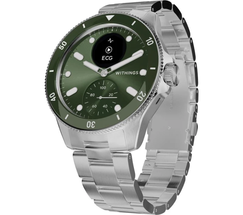 Image of WITHINGS ScanWatch Nova Hybrid Smartwatch - Green, 42 mm, Green,Silver/Grey 3700546708749