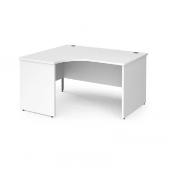 Image of Orbit left hand ergonomic desk with panel ends and silver corner leg 1400mm - white