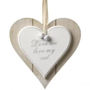 Image of Hanging Wooden Heart Love My Cat by Heaven Sends