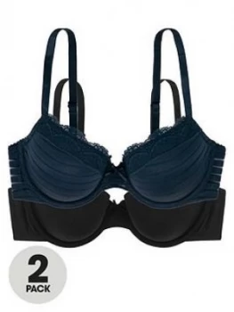 Image of Dorina Ida 2 Pack Light Padded Demi Bra - Black/Ink