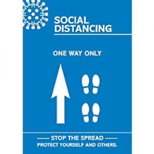 Image of Seco Health & Safety Poster Social distancing - one way only straight A4 Semi-Rigid Plastic 42 x 59.5 cm