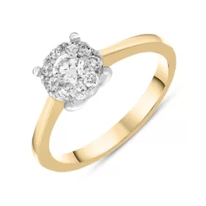 Image of 18ct Yellow Gold Diamond Round Brilliant Cut Cluster Ring